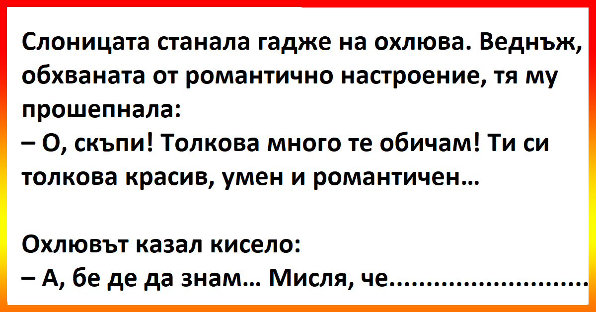 Виц – Слоницата станала гадже на охлюва